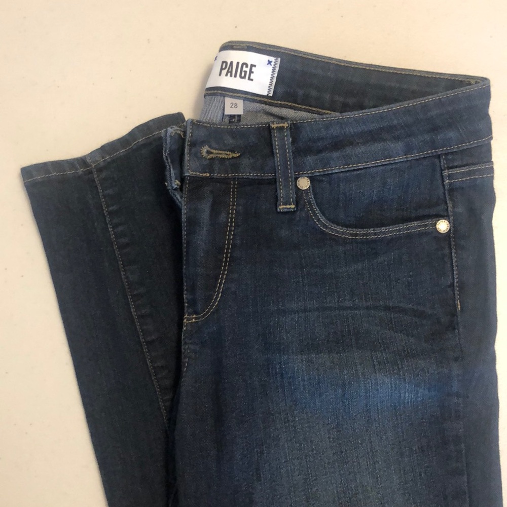Paige Blue Denim Jeans with Zipped Bottoms